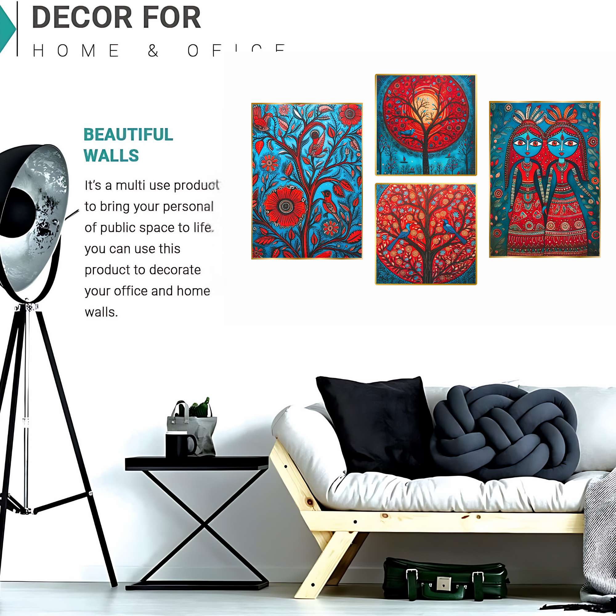 Set of Four Wall Paintings for Wall Dacoration Golden Framed Wall Paintings for Living Room & Bedroom Wall Art for Home Decoration & Office Wall Décor (13x10 inch CH-GD4-9) - Image 2