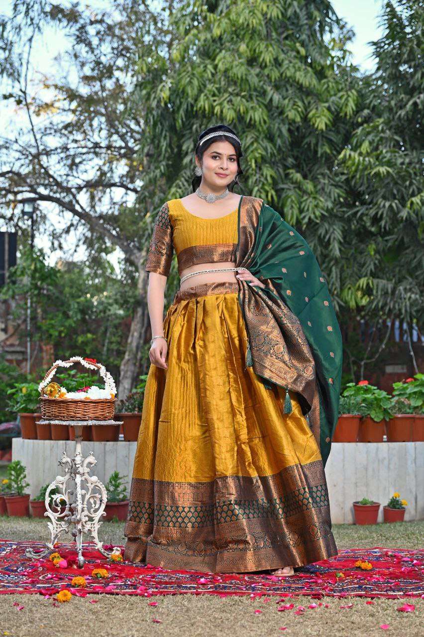 Women's Tussar Silk Patola Print Lehenga Choli Dupatta Set - Image 12